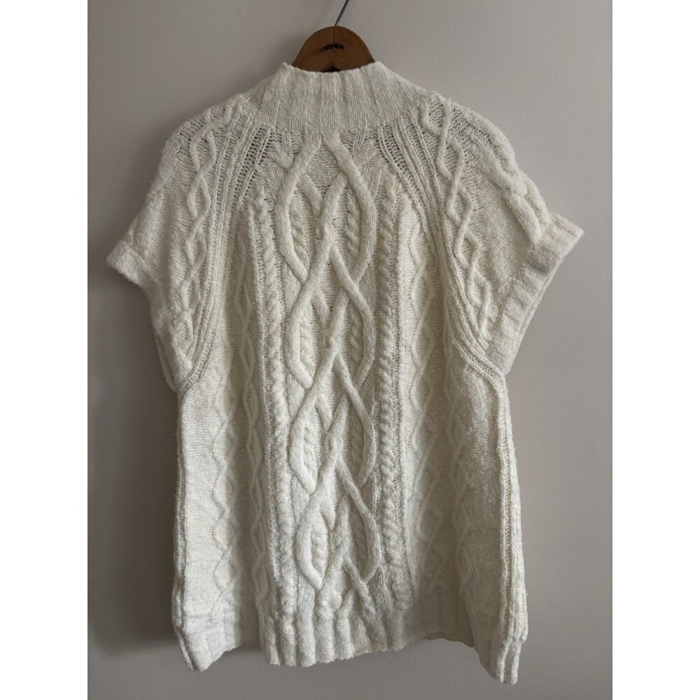 Anthropologie Maeve Sweater Short Sleeve Cable-Knit Vest Soft Ivory M/L - Picture 5 of 11